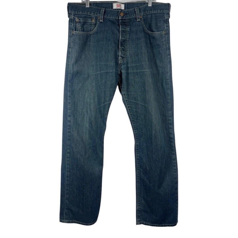 VTG‎ LEVI'S Original 501 38x32 Mens Jeans Straight Button Fly Med Blue Wash Y2K